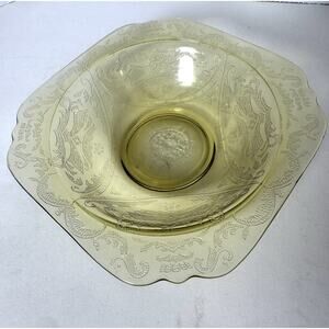 Madrid Pattern Federal Yellow Amber Soup Bowl 1930s Depression Glass 6"